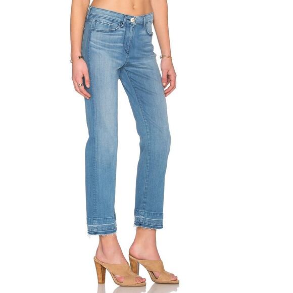 3X1 NYC Cropped Jeans Women 26 Baby Boot Fray Hem Distressed Light Blue Denim - Picture 2 of 10